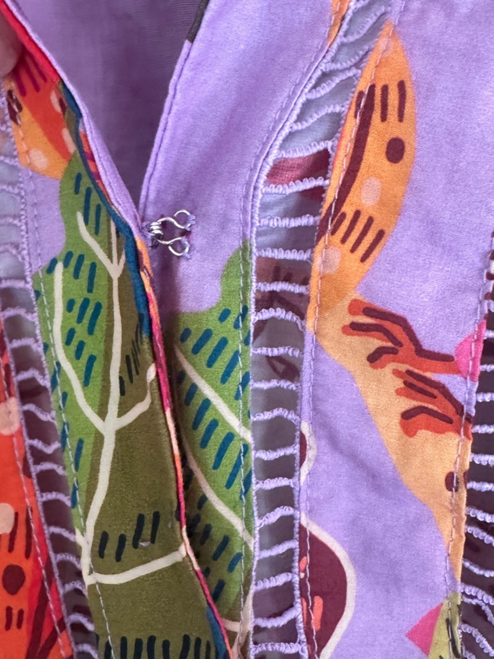 Farm Rio Breaks and Bananas Lilac Puff Sleeve Tropical Belt Romper M - Picture 7 of 8